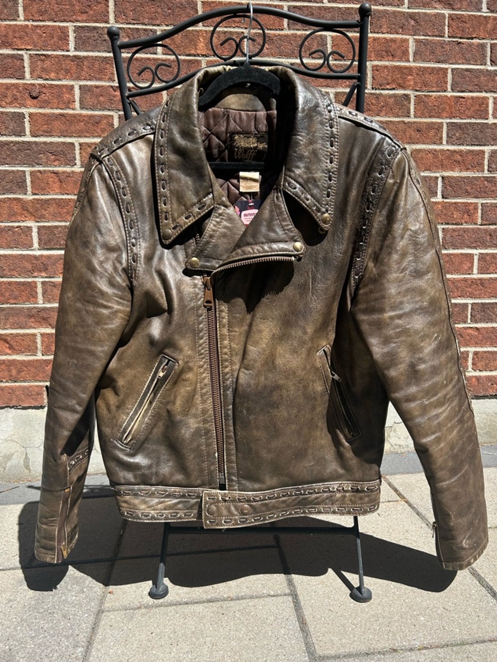 Rustic Distressed leather moto jacket